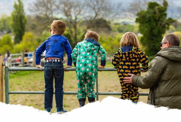 Family hanging out at Airfield Estate