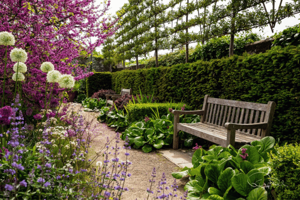 the apple trees in the walled garden at Airfield Estate